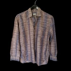 Riscatto Portofino Large‎ Shirt Brown Blue Striped Long Sleeve Made in Italy